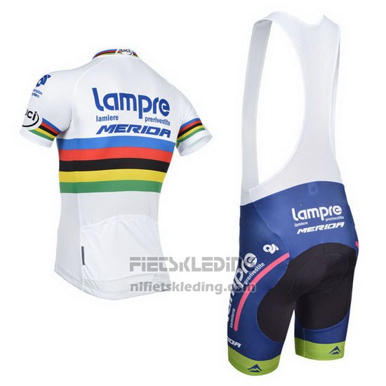 2013 Fietskleding UCI Wereldkampioen Lider Lampre Merida Korte Mouwen en Koersbroek